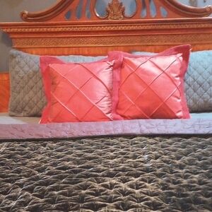 Elegant Red Satin Throw Pillows